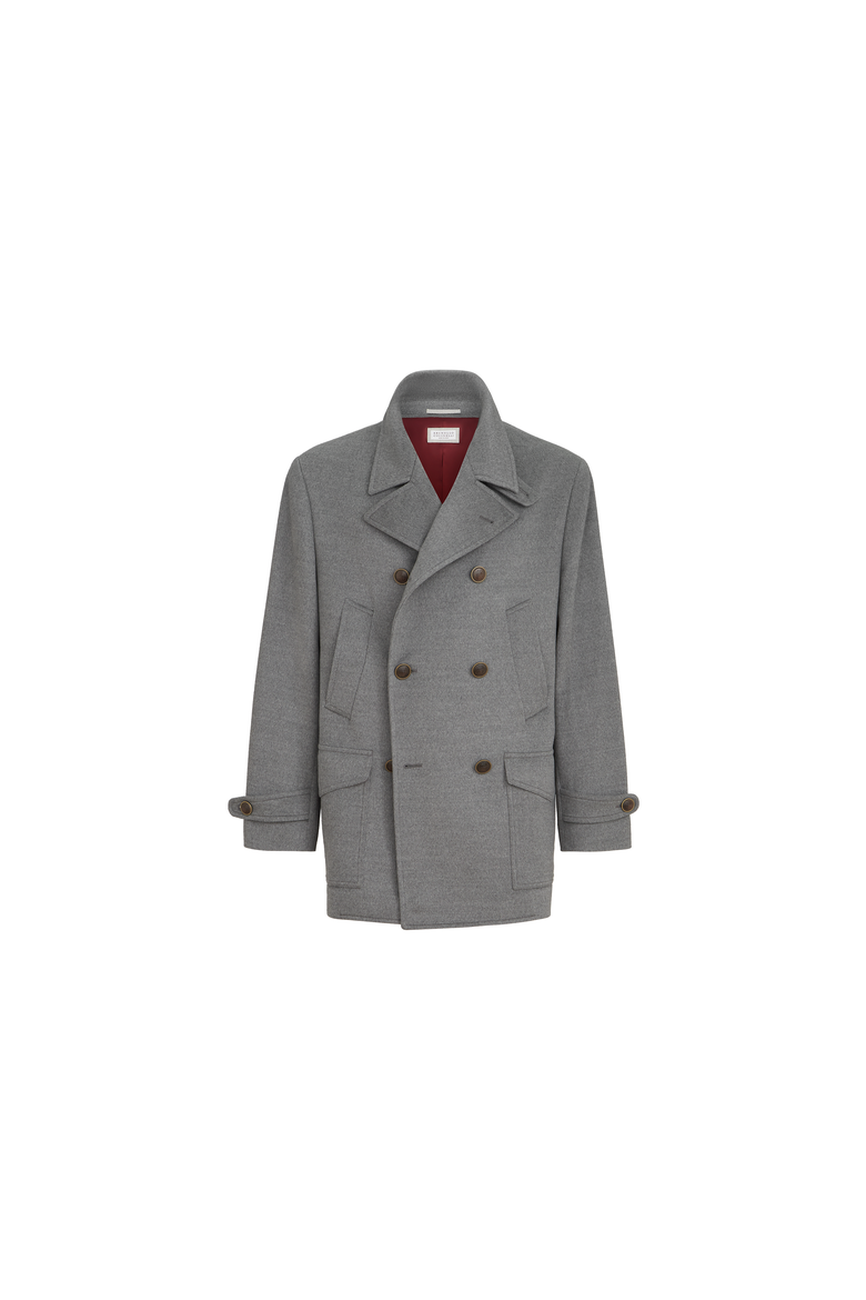 Virgin wool cloth four-pocket pea coat, Alternate, color, Grey