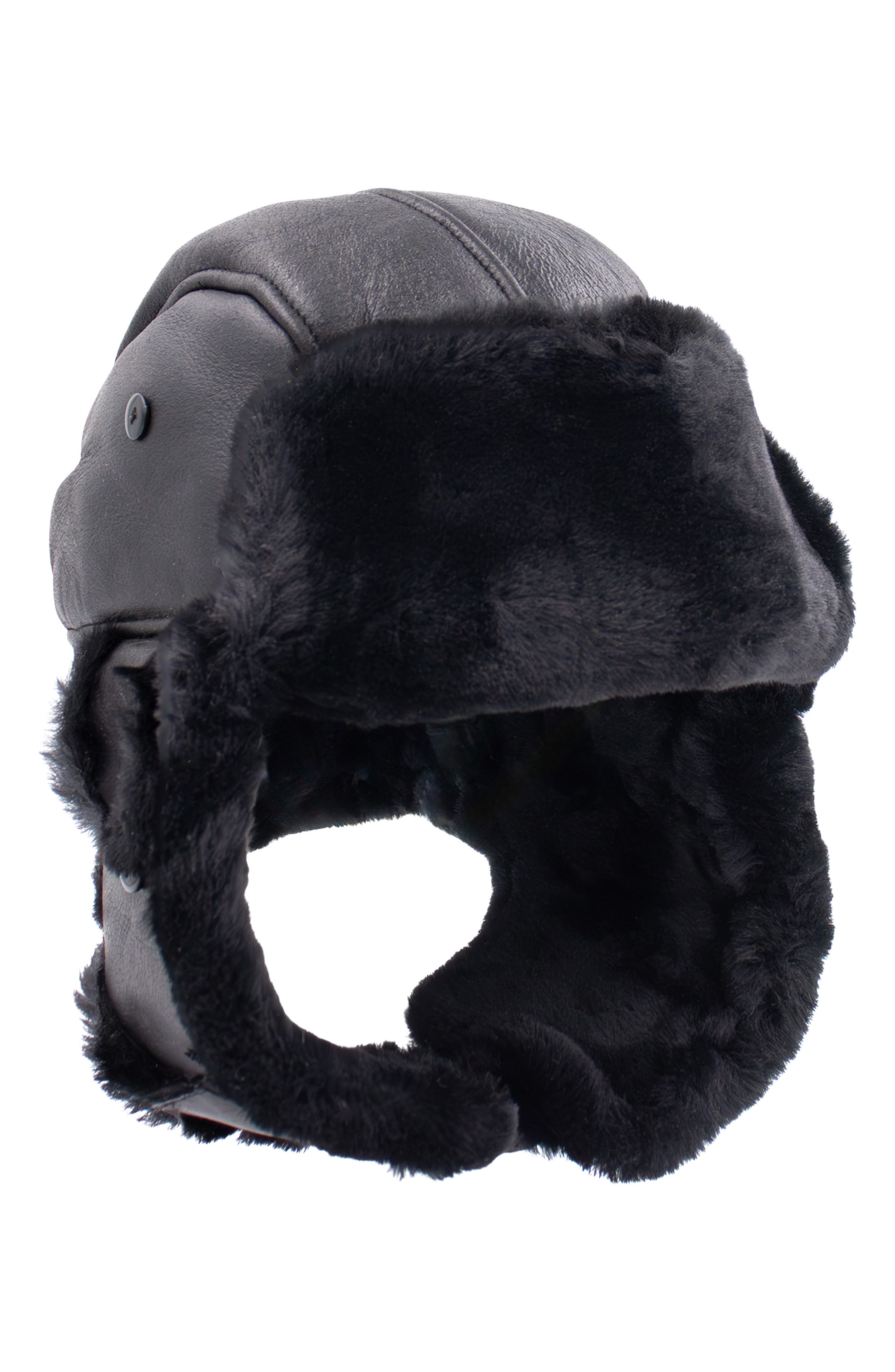 SURELL Genuine Shearling Trim Trooper Hat