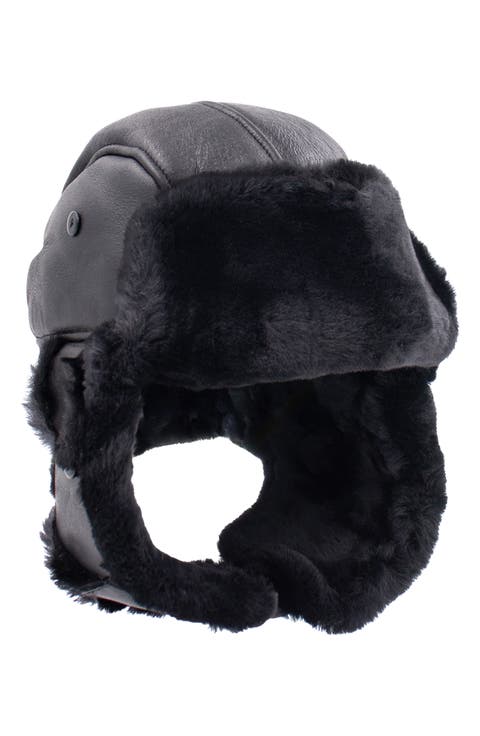 Genuine Shearling Trim Trooper Hat