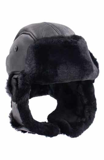 SURELL Genuine Shearling Trim Trooper Hat