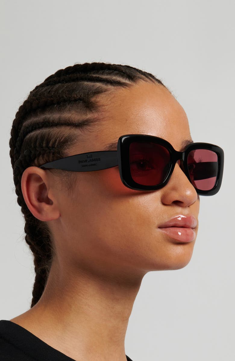 Marc Jacobs 53mm Square Sunglasses, Alternate, color, Black/ Burgundy