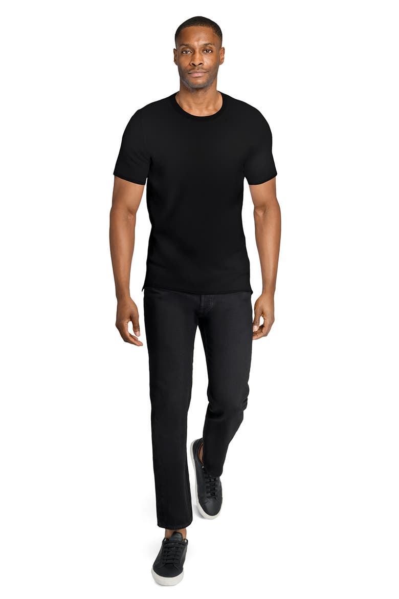 Asher Black Slub Stretch Cotton & Modal T-Shirt, Alternate, color, BLACK