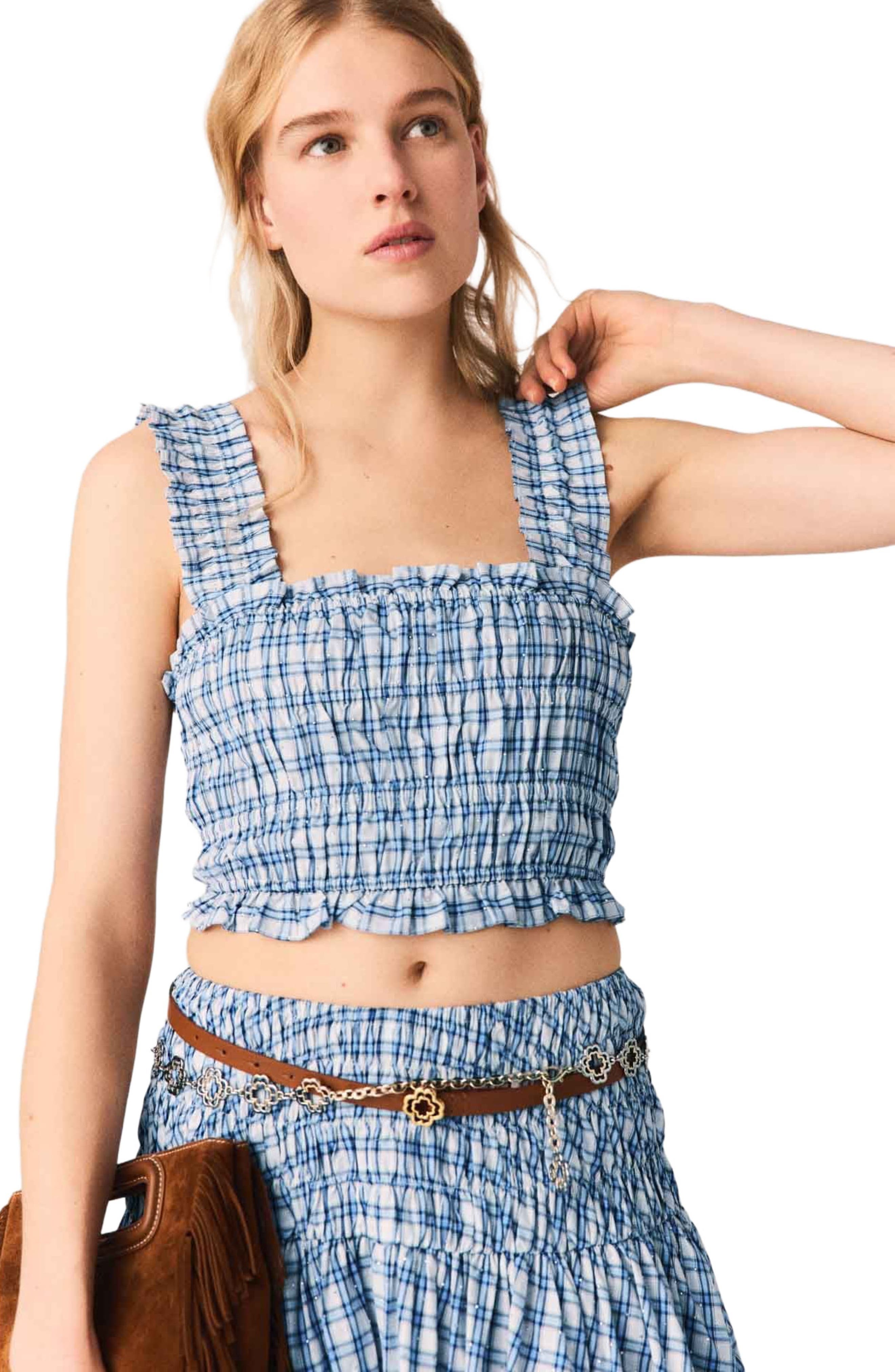 selected Blue check print