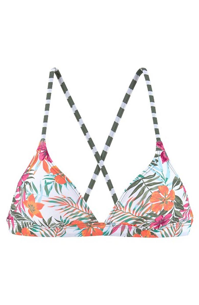 LASCANA Cross Back Triangle Bikini Top Size 32C/D, Alternate, color, White Printed