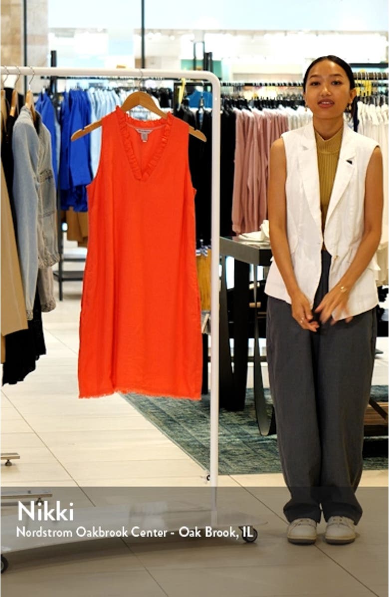 Two Palms Ruffle V-Neck Linen A-Line Dress, sales video thumbnail