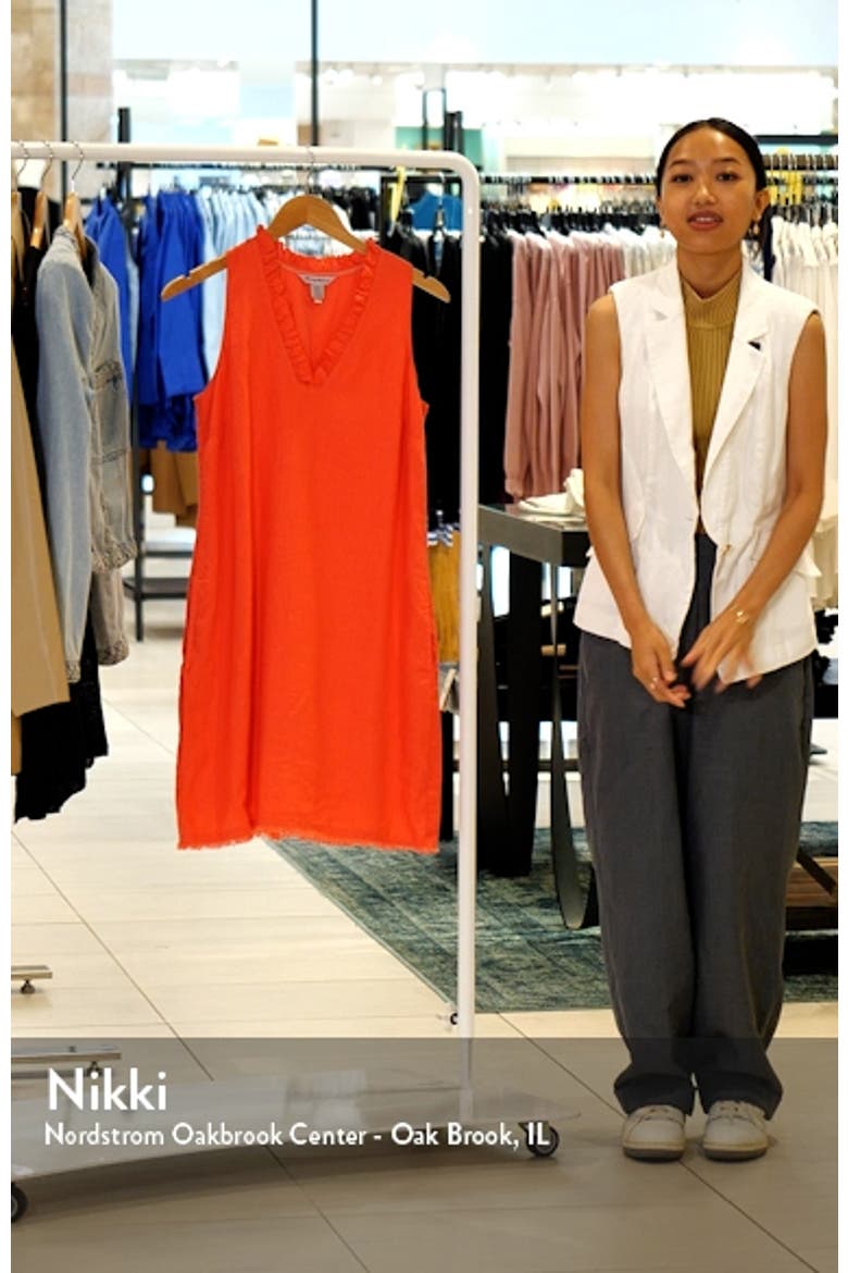 Two Palms Ruffle V-Neck Linen A-Line Dress video