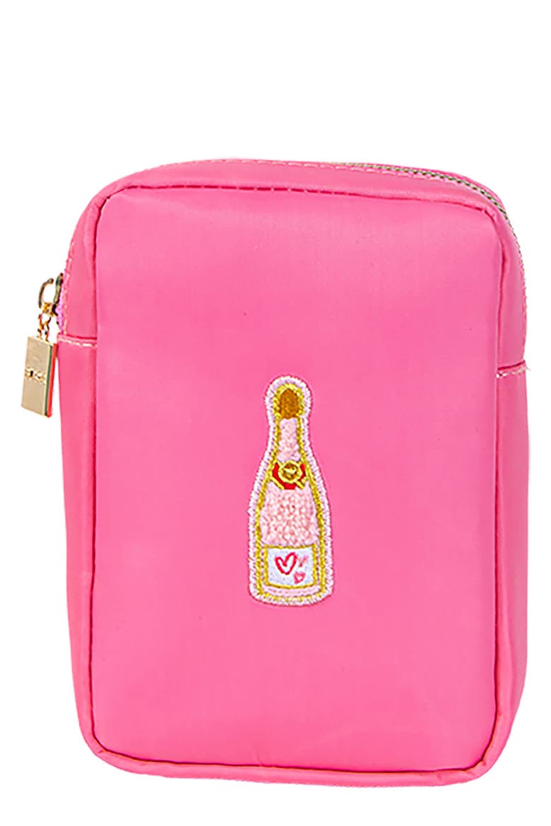 Mini Champagne Cosmetics Bag, Main, color, BUBBLEGUM