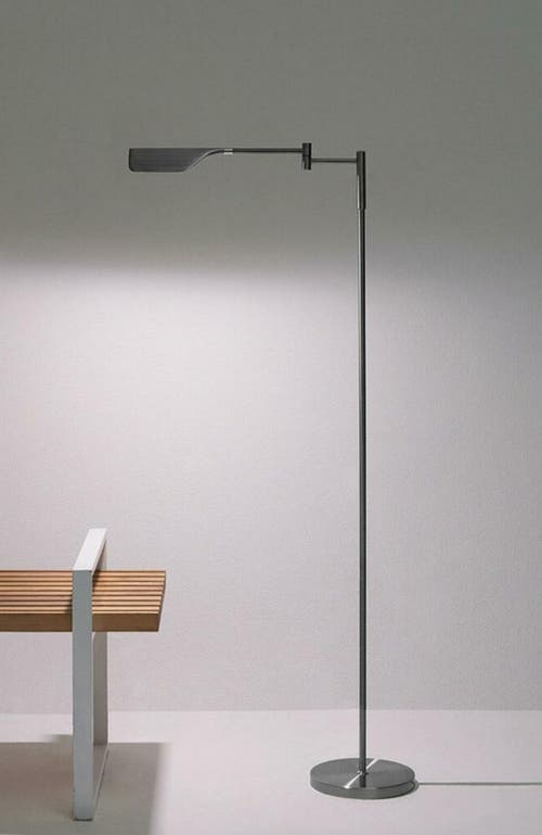 Brightech Leaf 53" Industrial Led Task Floor Lamp With Metal Empire Shade, 3-way Dimming In Silver