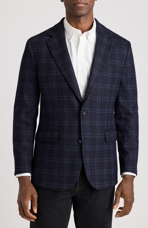 Italian Wool Blend Windowpane Blazer