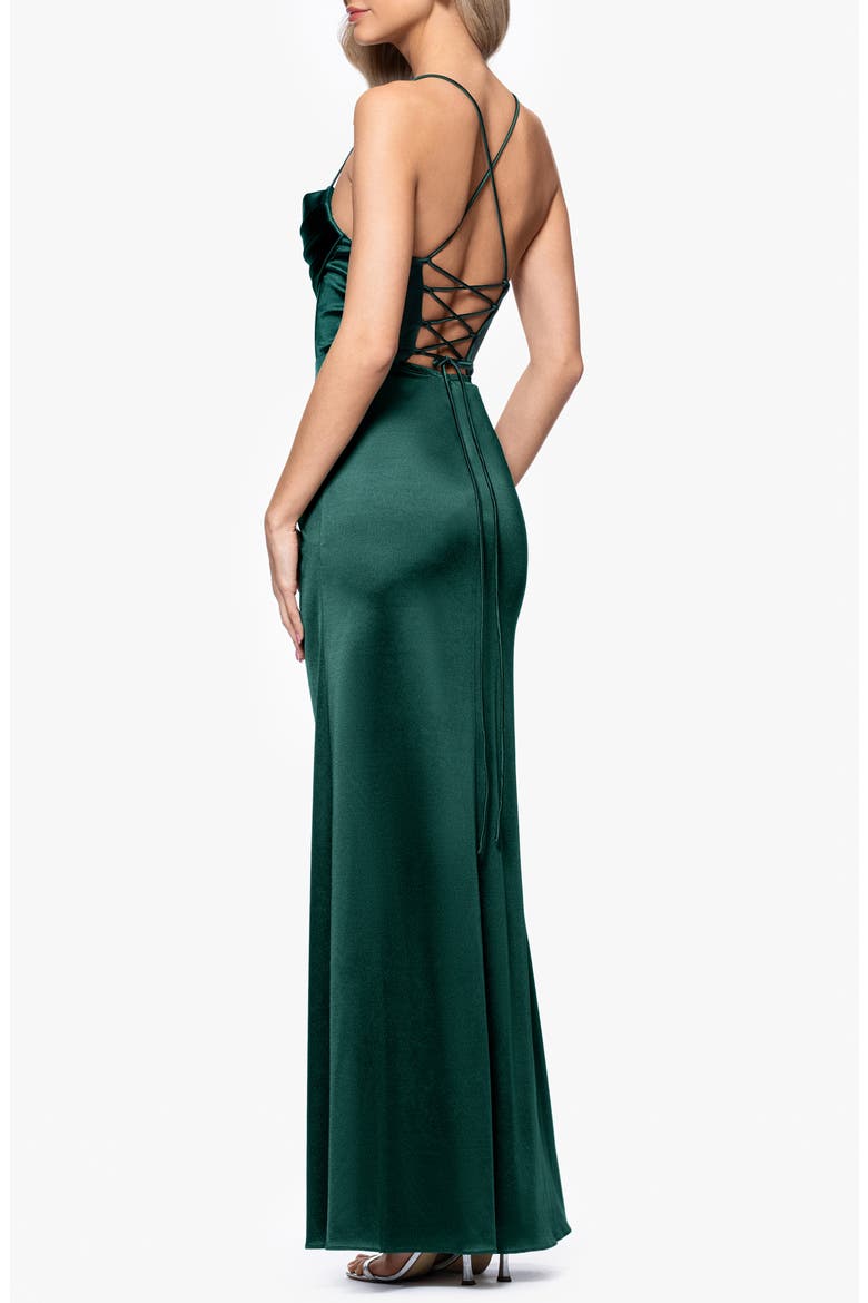 Drape Corset Gown, Alternate, color, HUNTER