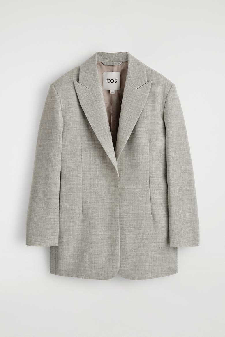 Structured Wool-blend Blazer, Alternate, color, TAUPE MELANGE