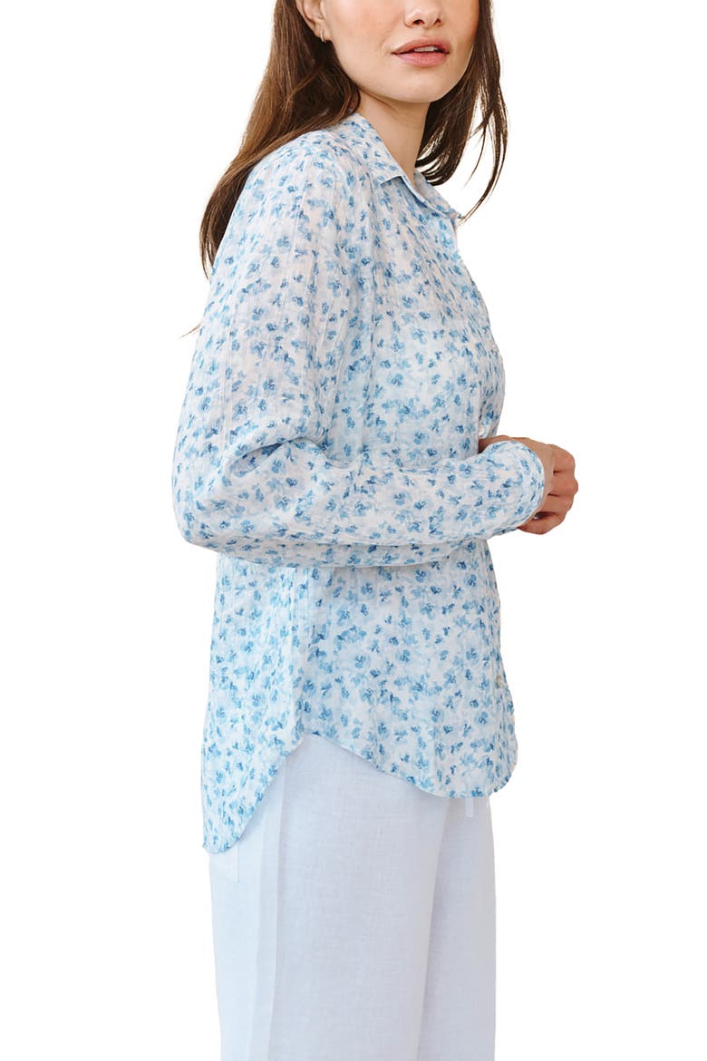 Print Button-Up Shirt, Alternate, color, BLUE DITSY