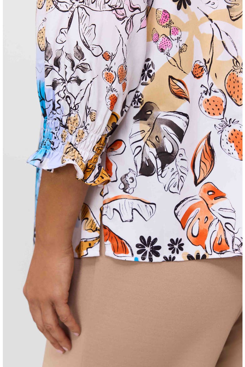 Alicia Floral Cotton Popover Top, Alternate, color, ORANGE MULTI