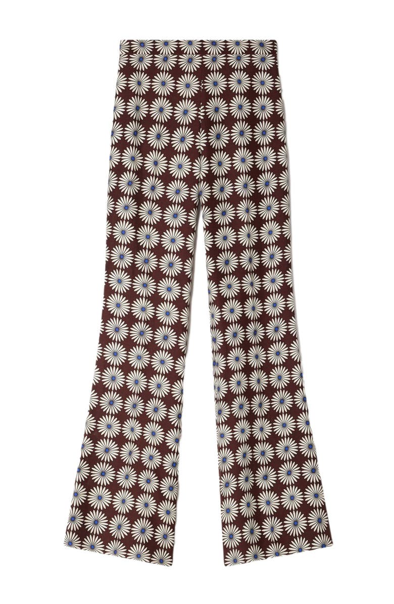 SANDRO Floral-print floaty trousers, Alternate, color, Marron / Bleu