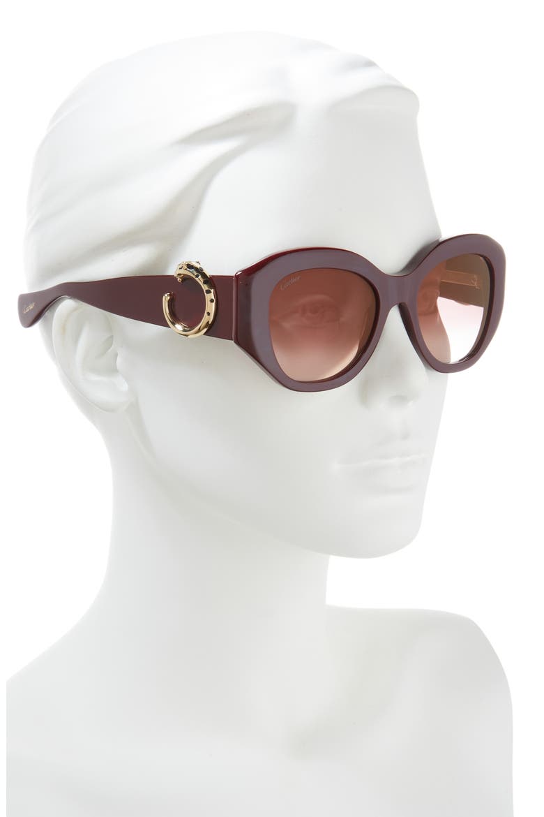 53mm Gradient Butterfly Sunglasses, Alternate, color, BURGUNDY