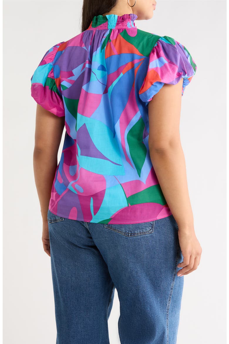 Vemmy Abstract Smocked Trim Top, Alternate, color, MAGENTA-BLUE-GREEN
