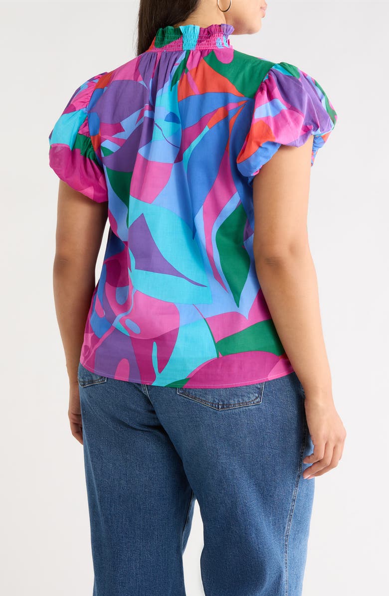 SUGARLIPS Vemmy Abstract Smocked Trim Top, Alternate, color, Magenta-Blue-Green