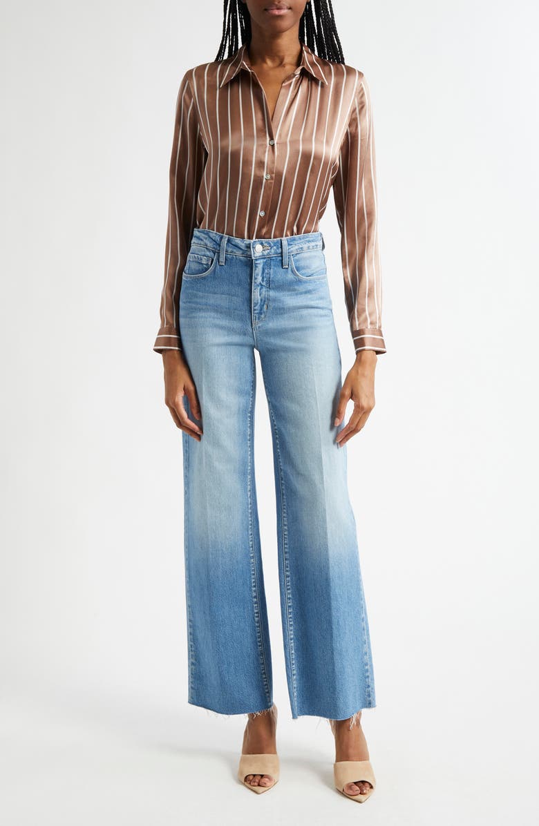 L'AGENCE Tyler Stripe Silk Button-Up Shirt, Alternate, color,