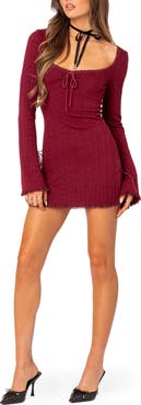 EDIKTED Krista Long Sleeve Knit Minidress