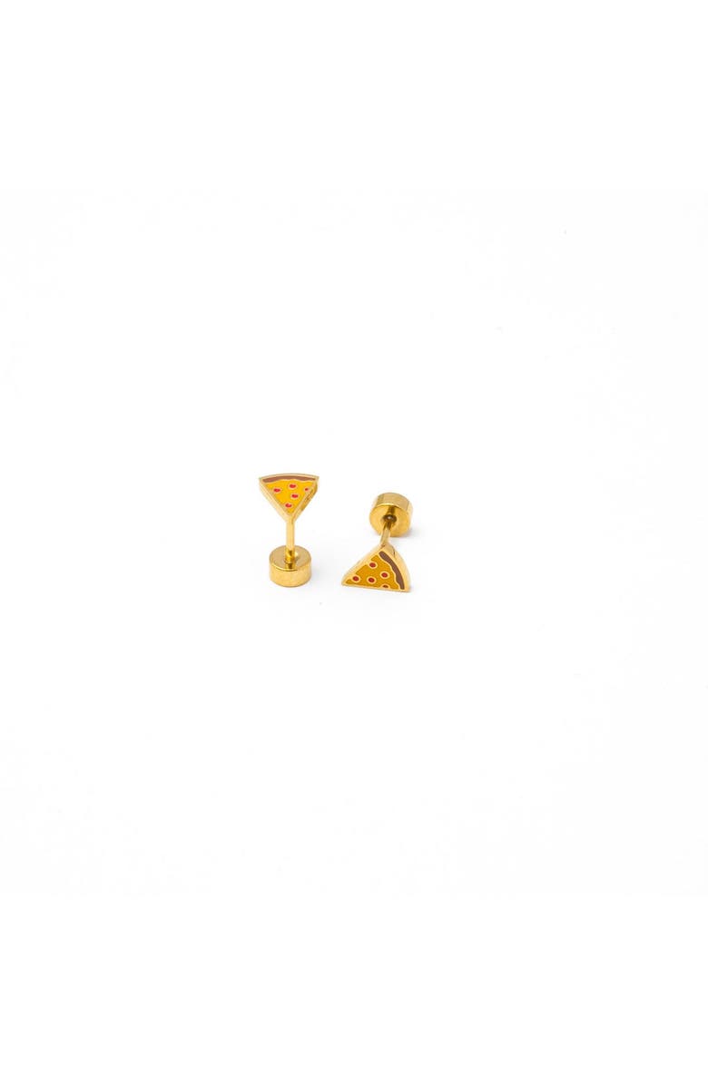 Pip Pop Pizza Stud Earrings, Main, color, Yellow