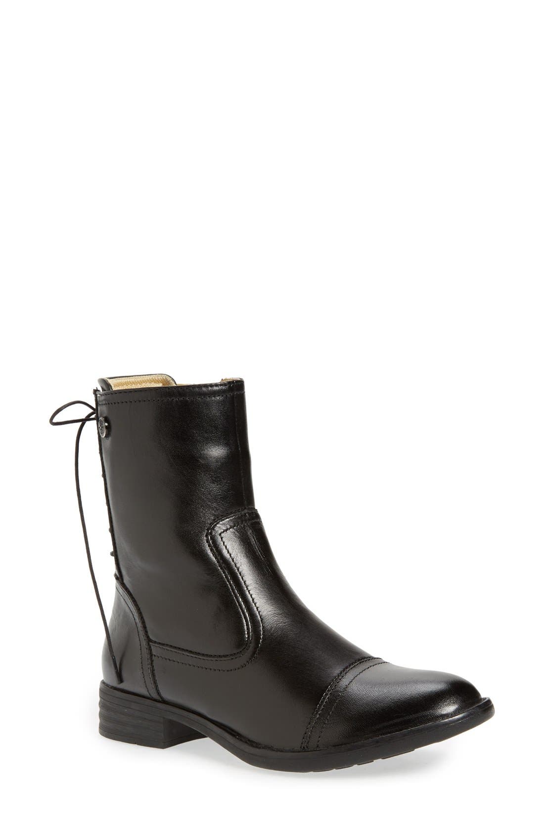'Tapei' Lace Back Boot, Main, color, BLACK LEATHER