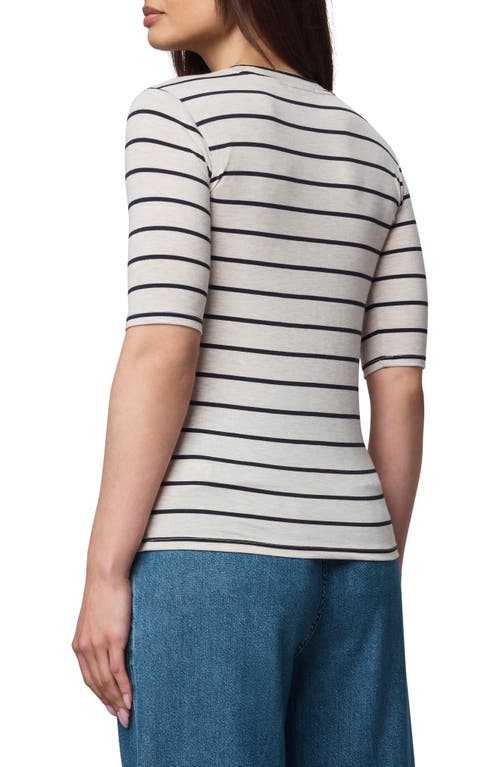 Splendid Quarter Sleeve Stripe Top In Gray