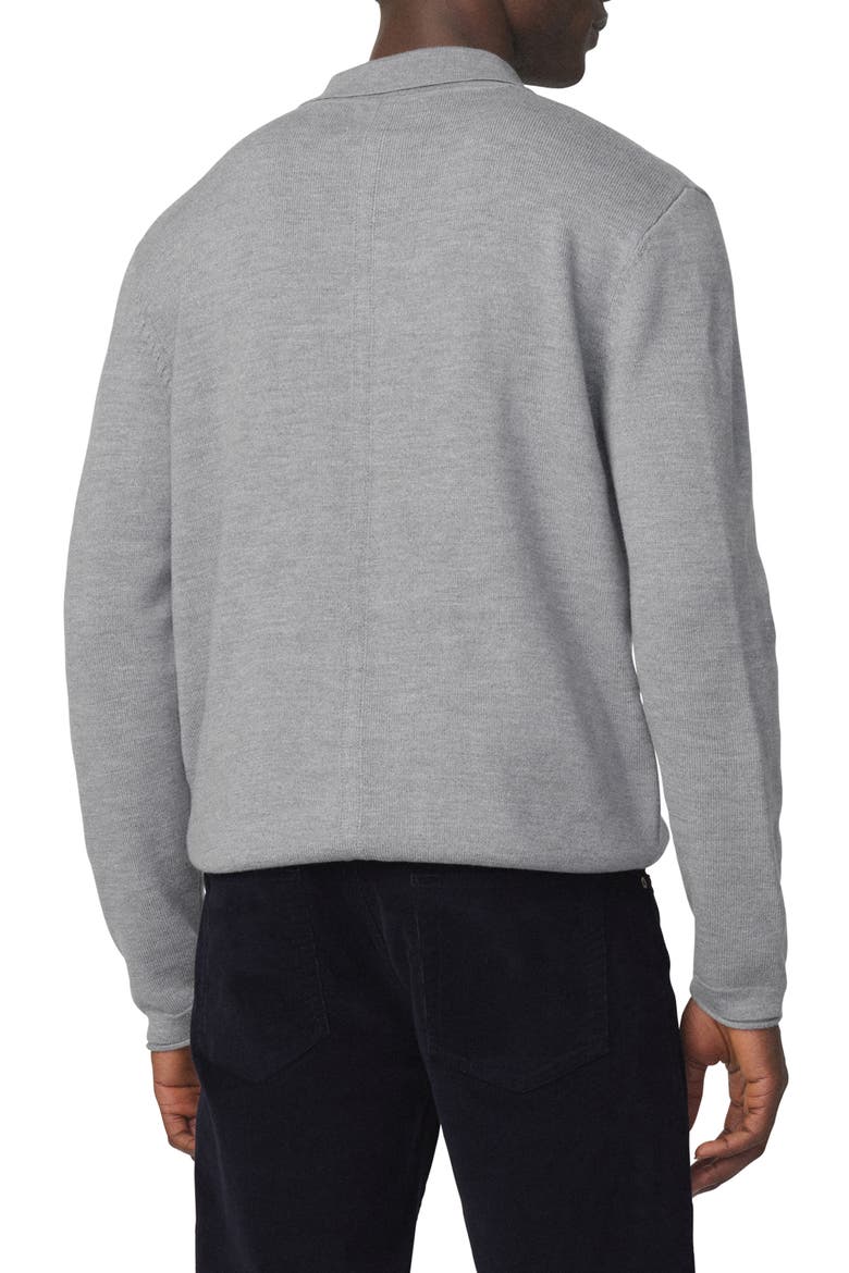 Long Sleeve Merino Wool Polo, Alternate, color, HEATHER GREY