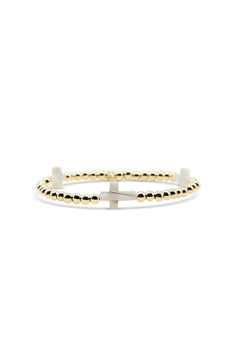 Harmony Mother-of-Pearl Cross Beaded Bracelet, Main, color, Gold