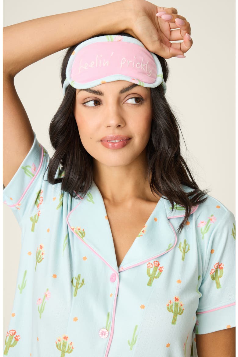 Feelin Prickly Short Pajamas, Alternate, color, TINTED AQUA