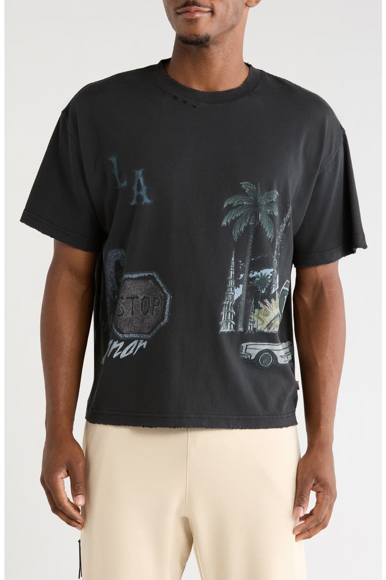 All Over Los Angeles Cotton Graphic T-Shirt, Main, color, BLACK