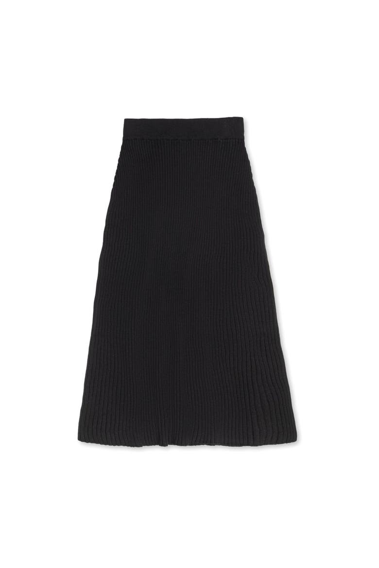 Organic Rib Knit Sweater Midi Skirt, Alternate, color, Black