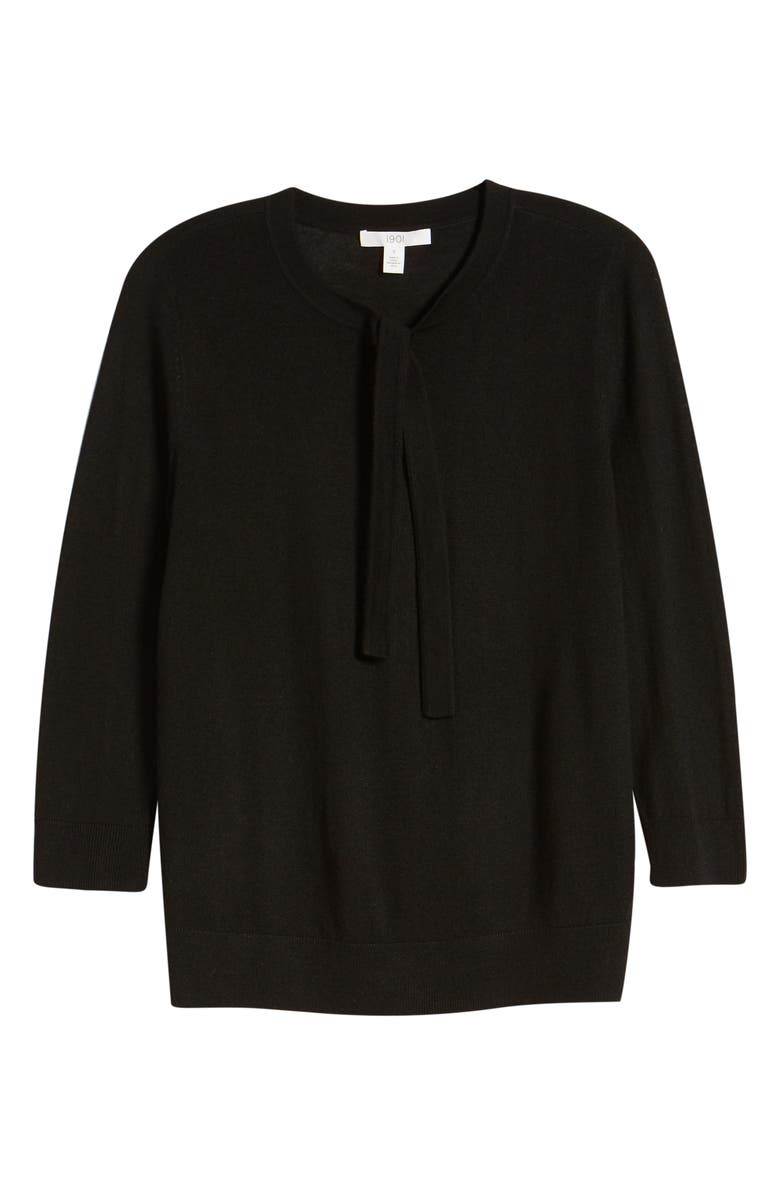 1901 Tipped Tie Neck Wool Blend Sweater, Alternate, color, 