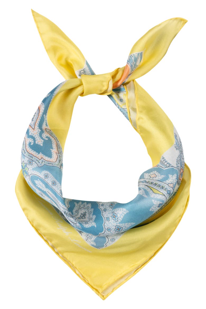 Paisley Silk Small Square Scarf, Main, color, LEMON SORBET
