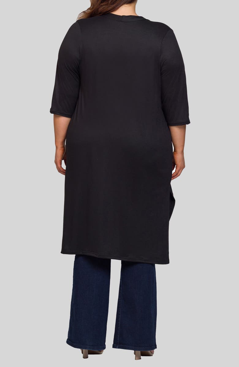 24seven Comfort Apparel Open Front Knee Length Jacket, Alternate, color, Black