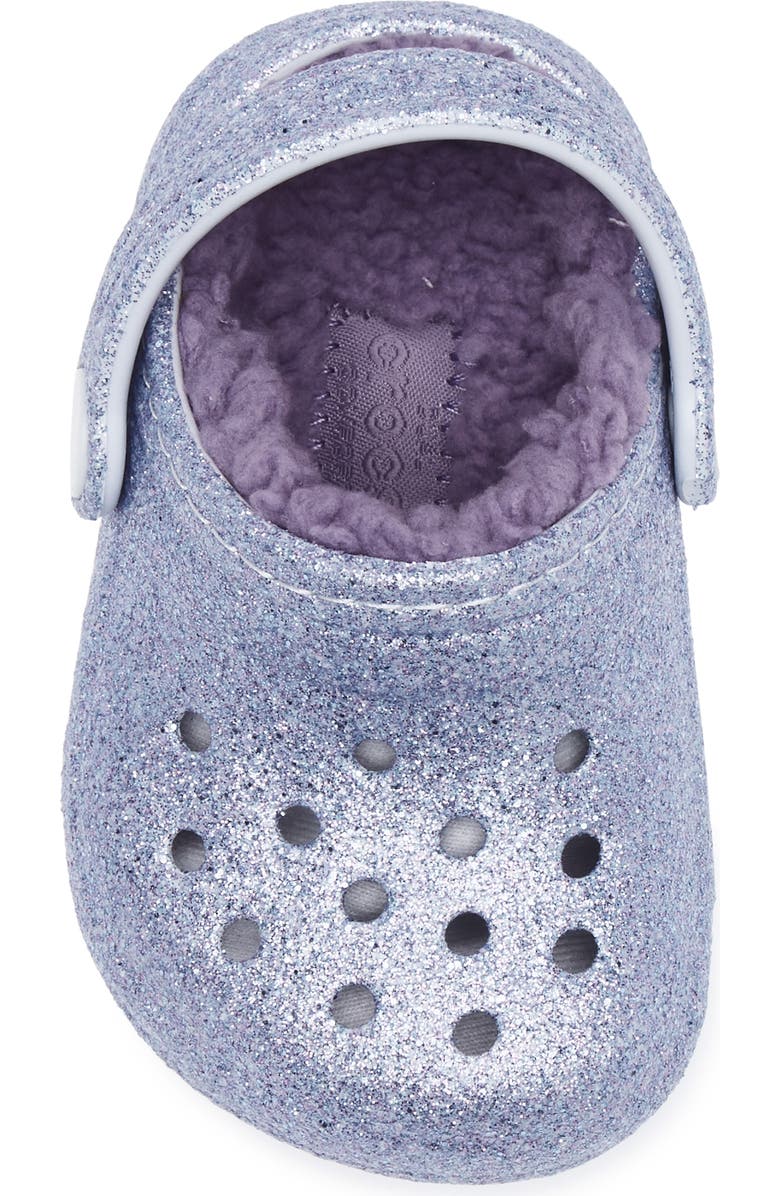 CROCS Kids' Classic Glitter Faur Fur Lined Clog, Alternate, color, Frosted Glitter