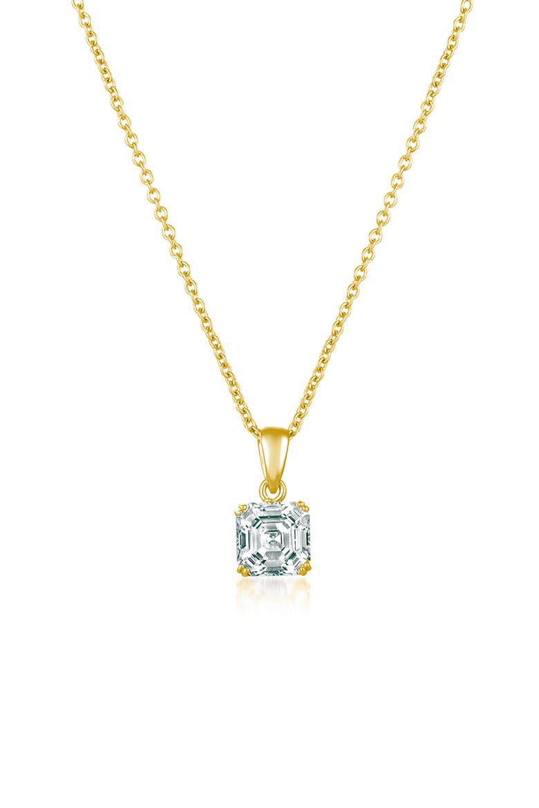 Asscher Cubic Zirconia Pendant Necklace, Main, color, GOLD