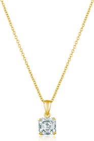 Crislu Asscher Cubic Zirconia Pendant Necklace