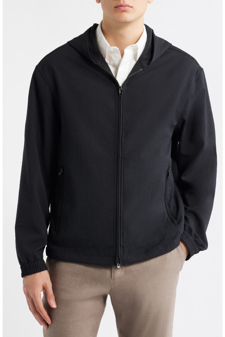 Seersucker Hooded Jacket, Alternate, color, SOLID BLACK