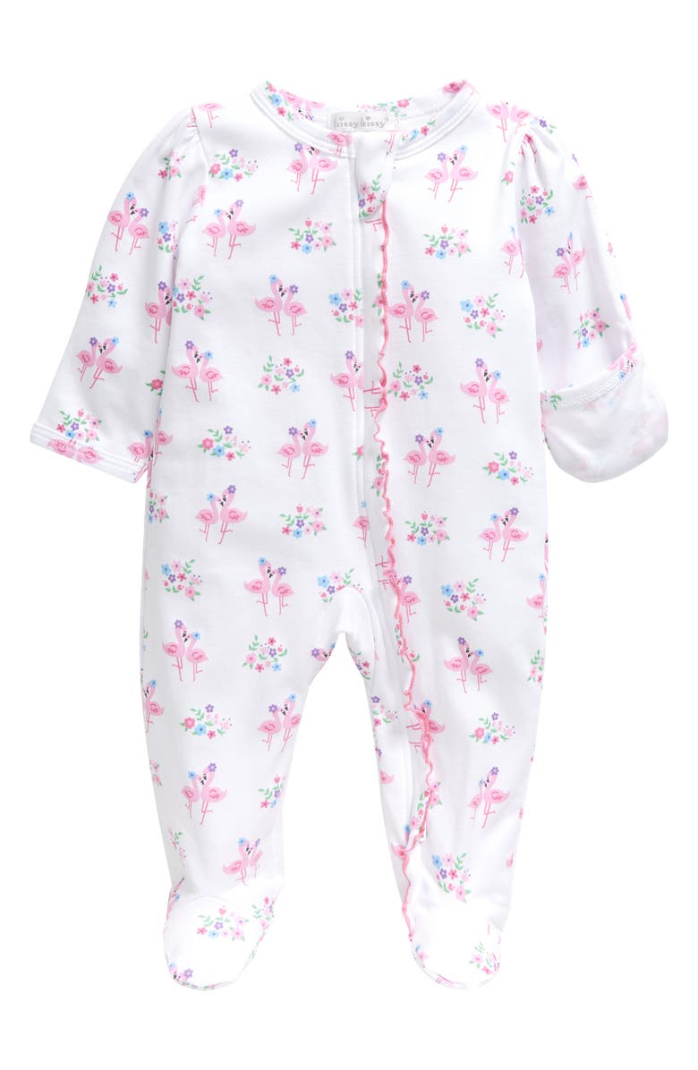 Kissy Kissy Ruffle Pima Cotton Footie, Main, color, 