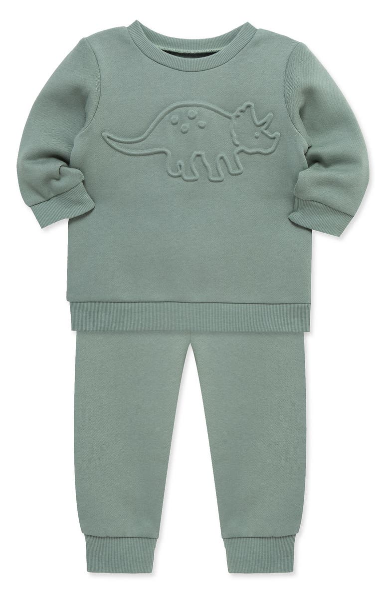 Little Me DIno Sweatshirt & Joggers Set, Alternate, color, Green