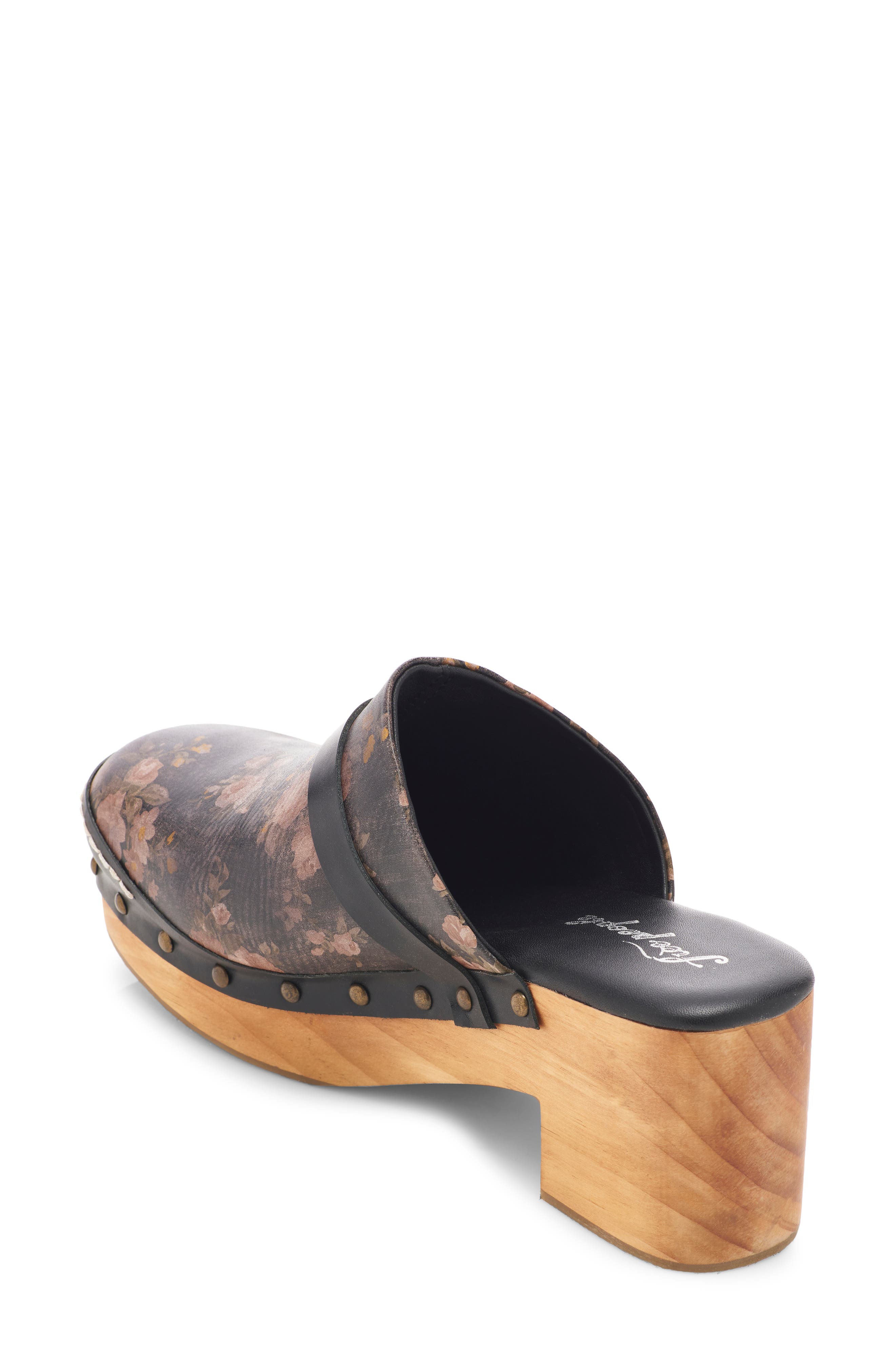 Free People Calabasas Clog, Alternate, color, Black Floral Leather