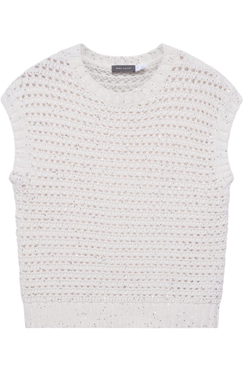 MINT VELVET Sequin Cotton Top, Alternate, color, Ivory