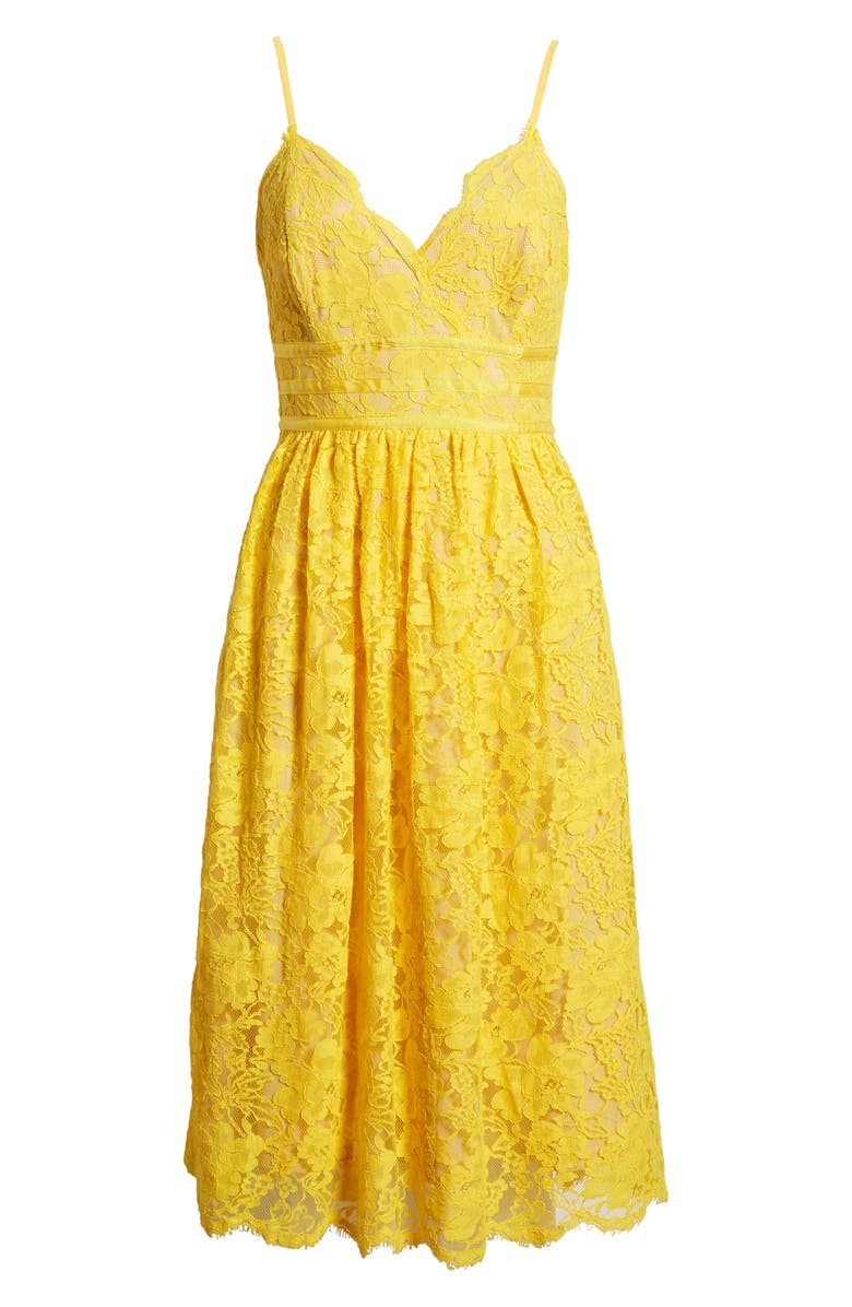 Lulus Treasure Me Embroidered Lace Fit & Flare Dress, Alternate, color,