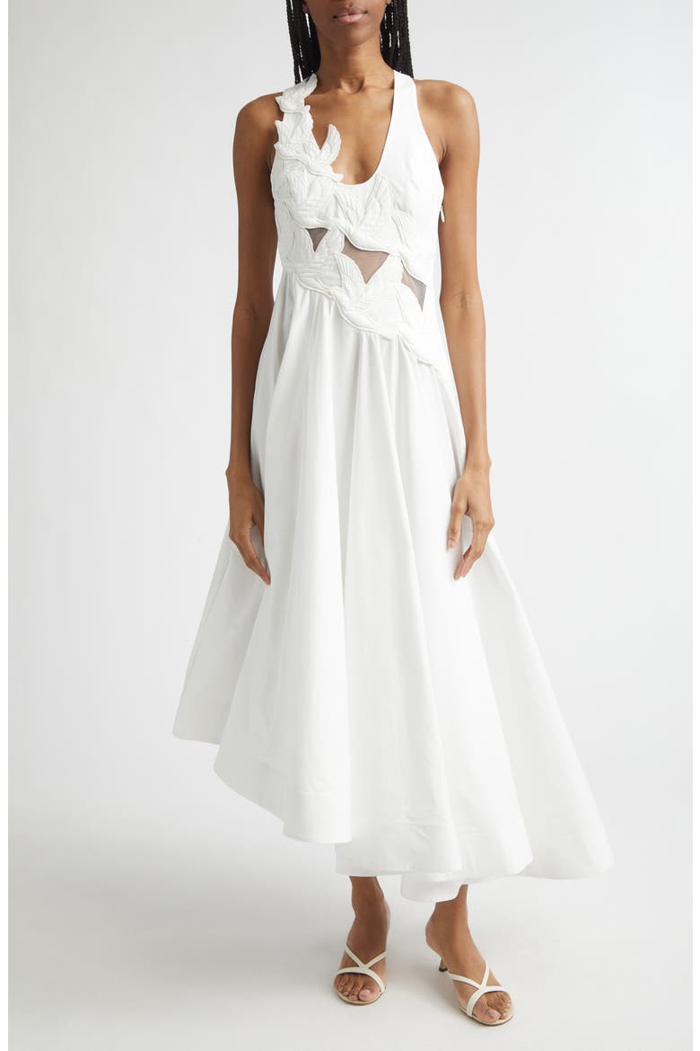 Luna Appliqué Midi Dress, Main, color, IVORY