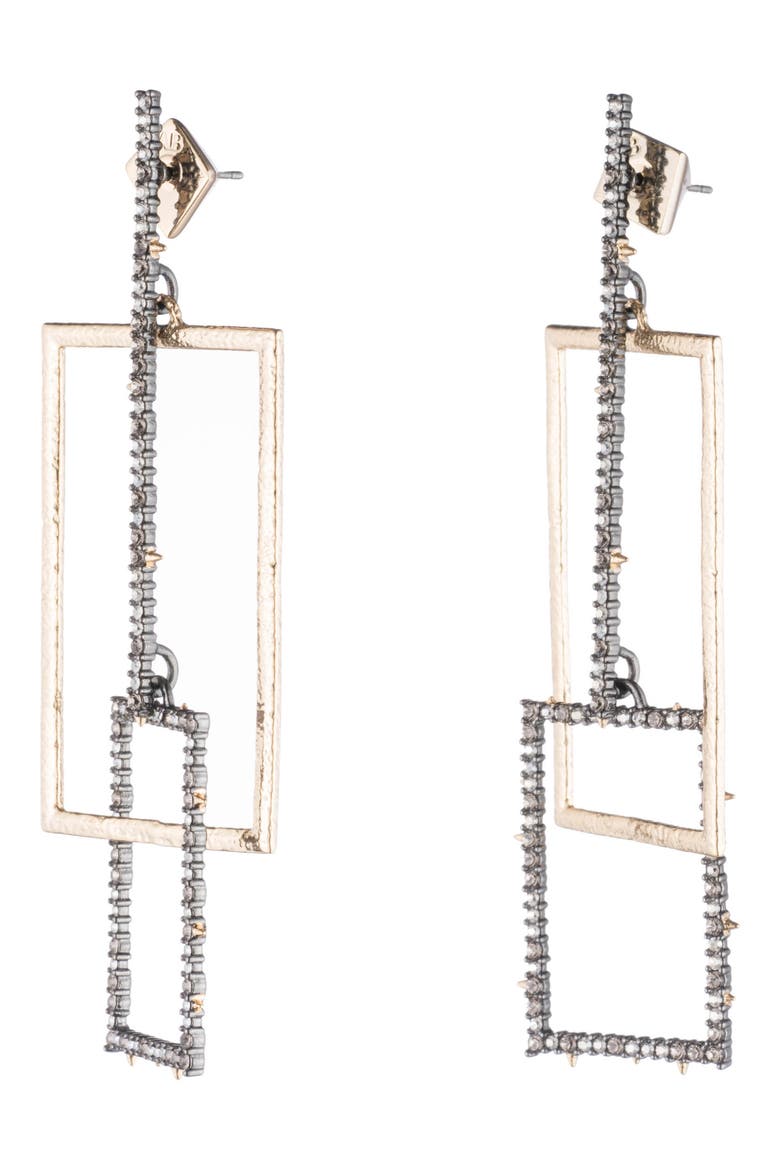 Brutalist Butterfly Crystal Encrusted Linear Earrings, Alternate, color, GOLD