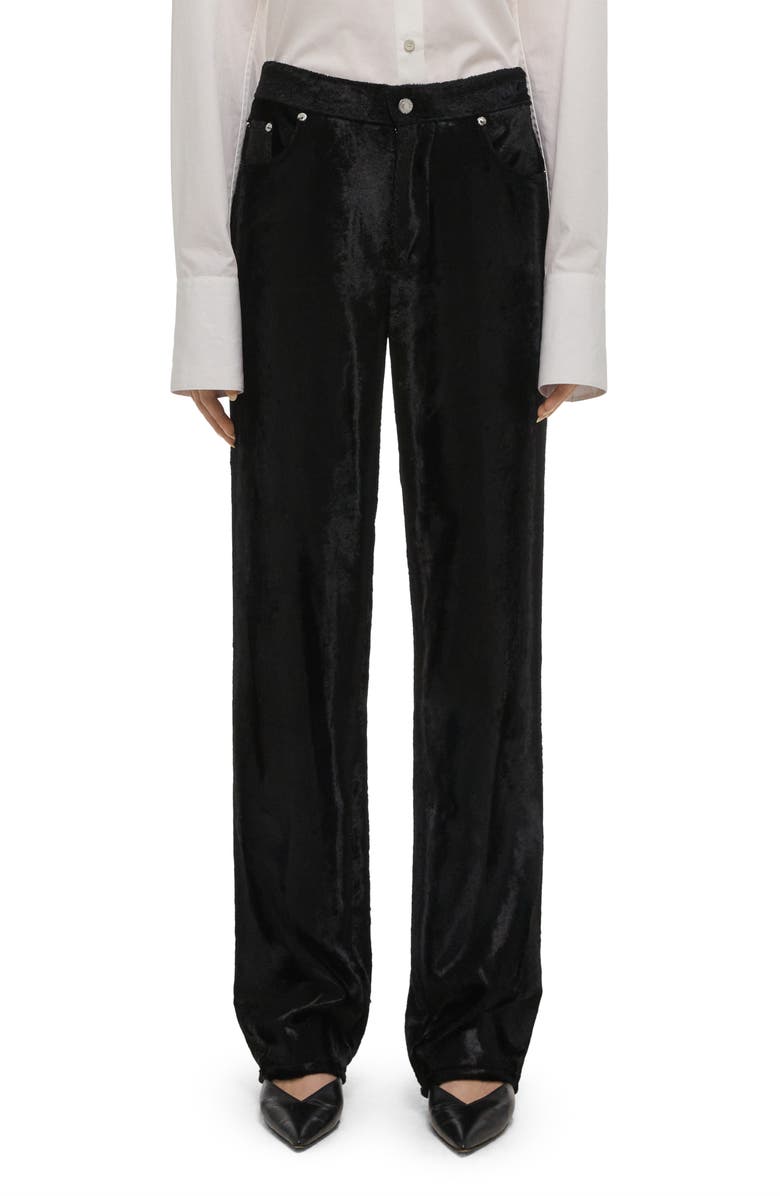 Helmut Lang High Waist Velvet Pants, Main, color, Black