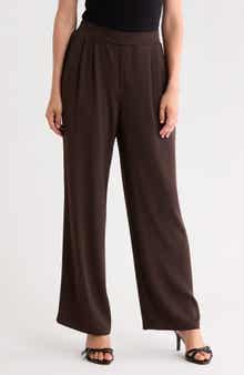 Pleated Wide Leg Crepe Pants