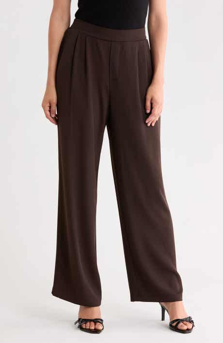 Pleated Wide Leg Crepe Pants