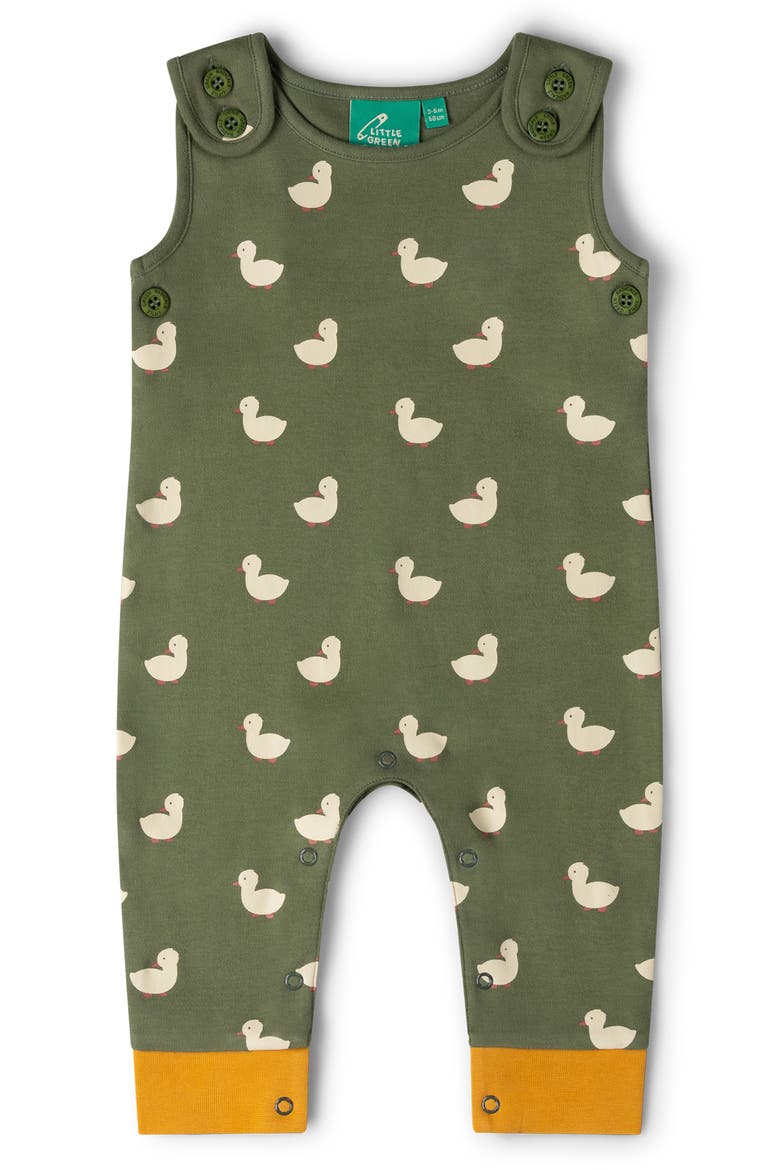 Kids' Duck Print Organic Cotton Dungarees, Main, color, GREEN