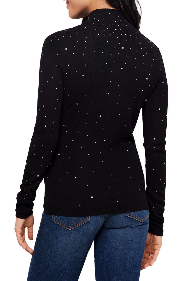 Rhinestone Mock Neck Sweater, Alternate, color, BLACK